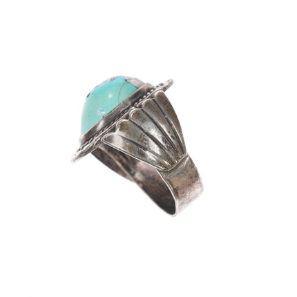 sz10 Vintage Native American sterling ring with pyrite turquoise