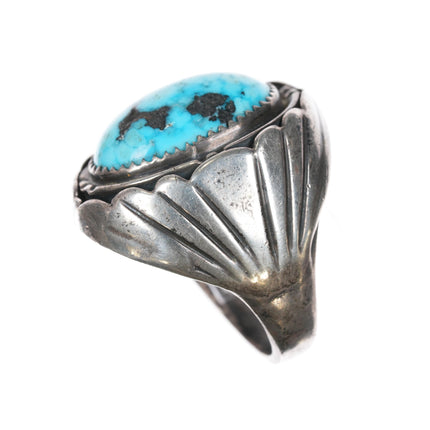 sz10 Tim Kee Whitman Navajo large sterling and turquoise ring