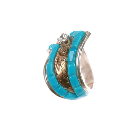 sz9 1980's S Ray Navajo Sterling, turquoise, cz ring