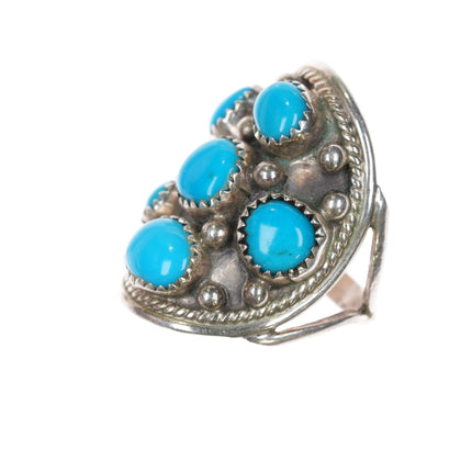 sz10 Sterling turquoise cluster ring Running Bear Shop