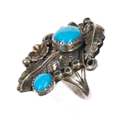 sz9 Sterling turquoise feather ring Running Bear Shop