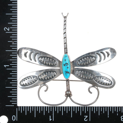 Vintage Navajo sterling and turquoise dragonfly pin