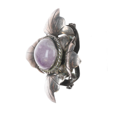 1940's Rafael Melendez Taxco sterling and amethyst floriform pin