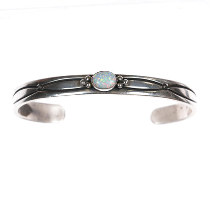 6 3/8" Steven Apachito Navajo sterling opal cuff bracelet