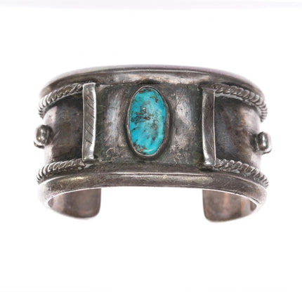 5.25" 50's-60's Vintage Navajo sterling and turquoise cuff bracelet