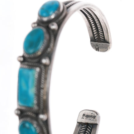 6 1/8" Navajo sterling and turquoise cuff bracelet with double twisted wire