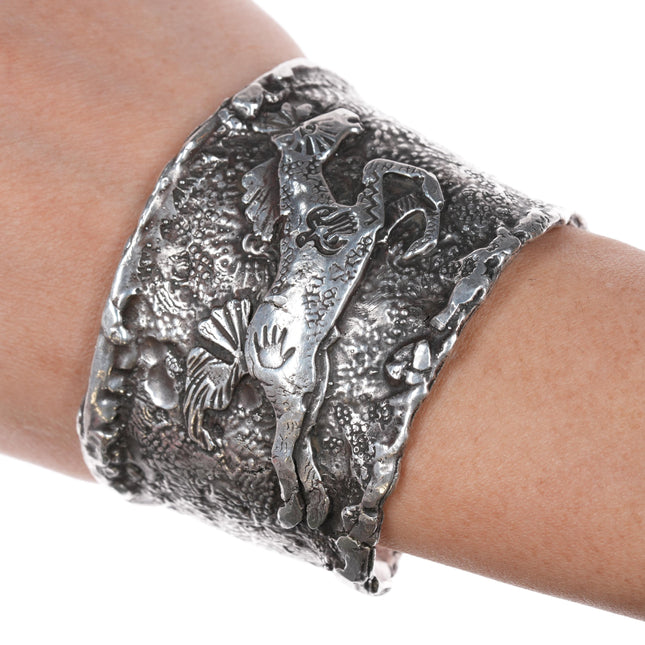 6.25" Chief Bear Step sterling cuff bracelet with stallion