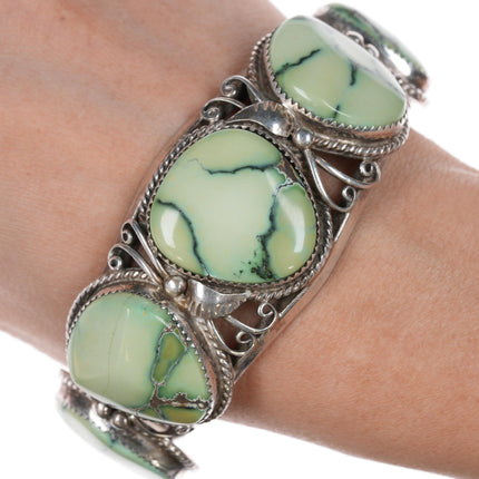 7" Richard T. Thomas Navajo sterling and variscite cuff bracelet