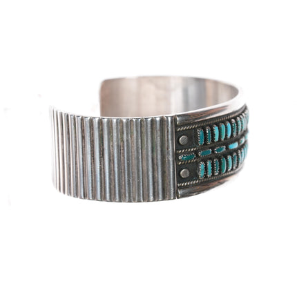 6.25" Cecil & Connie Hattie Zuni 1970's sterling turquoise cuff bracelet