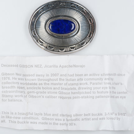 Gibson Nez Jicarilla Apache/Navajo Sterling and lapis belt buckle