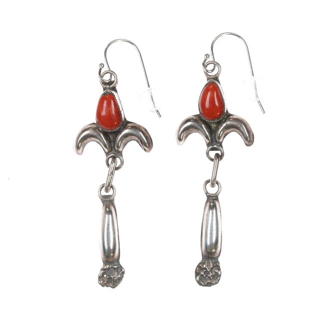 Early Lee & Mary Weebothee Zuni sterling coral earrings 2