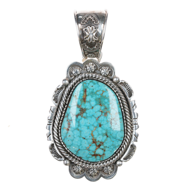 Large EL Navajo sterling high grade waterweb turquoise pendant