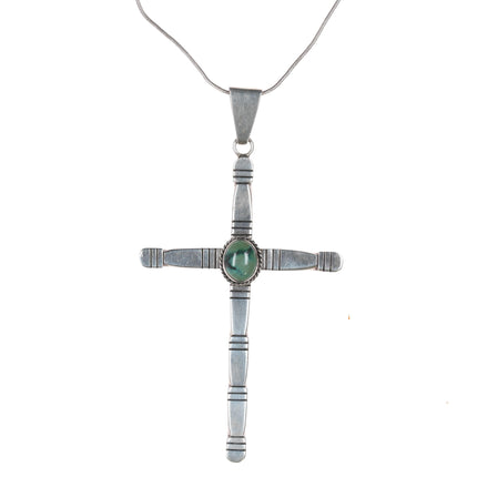 Large Garrison Boyd Navajo sterling cross pendant with turquoise