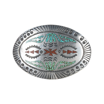 Richard Begay Navajo 1981 Chip inlay sterling belt buckle