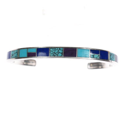 6.25" Supersmith David Rosales Sterling sugilite, lapis, turquoise cuff bracelet