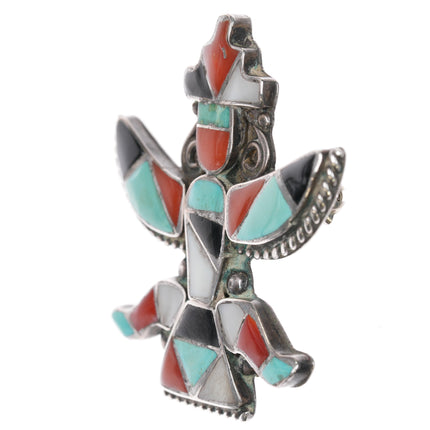 c1960 Zuni Knifewing pin sterling channel inlay