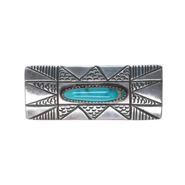 40's-50's Navajo Blue gem turquoise silver pin