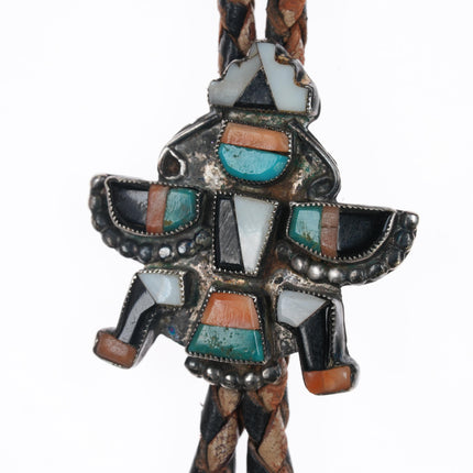 c1950 Zuni Knifewing bolo tie sterling inlay