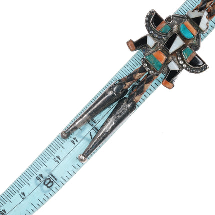 c1950 Zuni Knifewing bolo tie sterling inlay