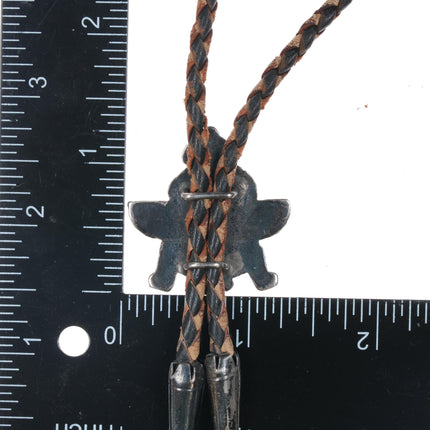 c1950 Zuni Knifewing bolo tie sterling inlay