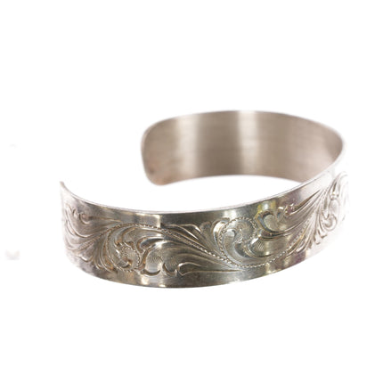 7.5" Big Bend Saddlery Hand Engraved sterling cuff bracelet