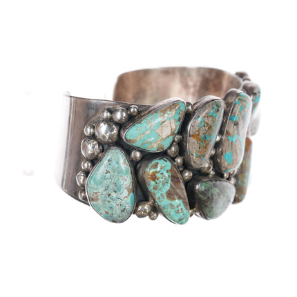 7" Gilbert Secatero Navajo sterling turquoise cluster cuff bracelet