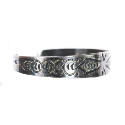 6.25" c1940's Navajo hand stamped silver cuff bracelet