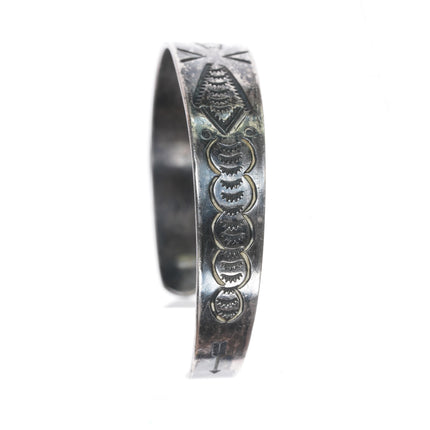 6.25" c1940's Navajo hand stamped silver cuff bracelet