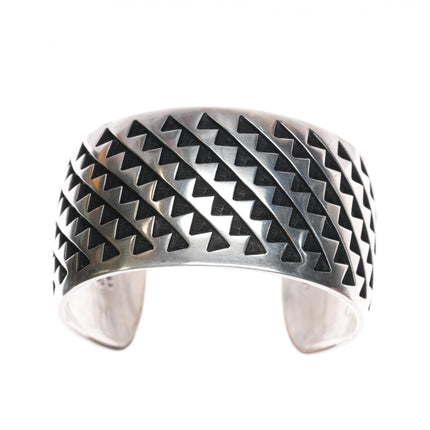 7" Bernard Dawahoya (1936-2010) Hopi Overlay silver cuff bracelet