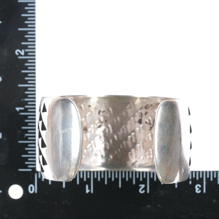 7" Bernard Dawahoya (1936-2010) Hopi Overlay silver cuff bracelet