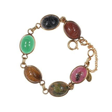 6.25" Russel Retro Multi-stone gold filled scarab bracelet