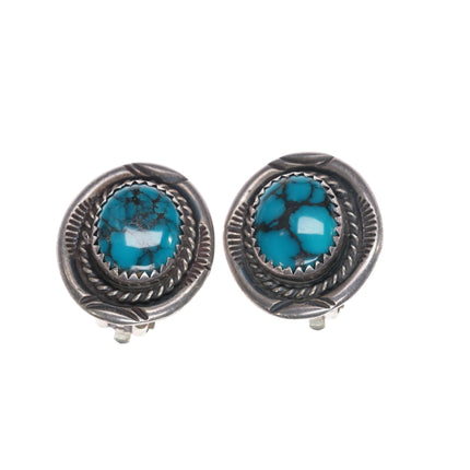 P Navajo sterling and spiderweb turquoise earrings