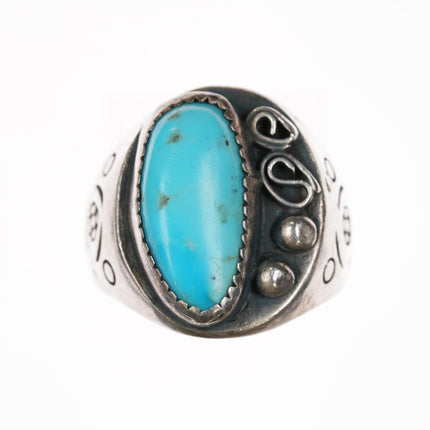 sz10.25 c1960's Nice Mexican Sterling turquoise ring