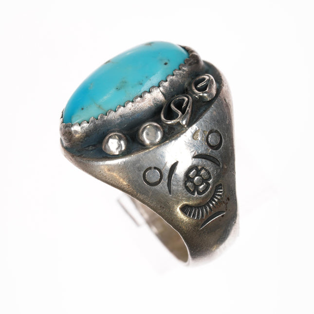 sz10.25 c1960's Nice Mexican Sterling turquoise ring