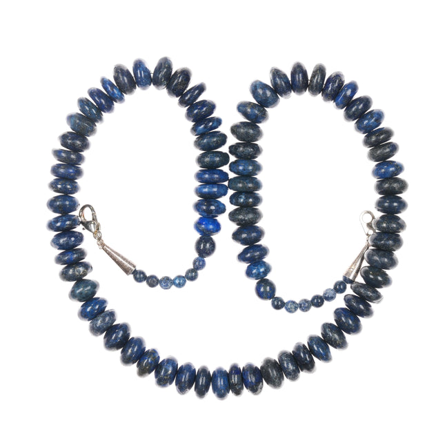 20" Southwestern sterling Lapis beaded heavy necklace