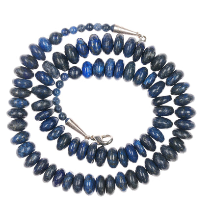 20" Southwestern sterling Lapis beaded heavy necklace