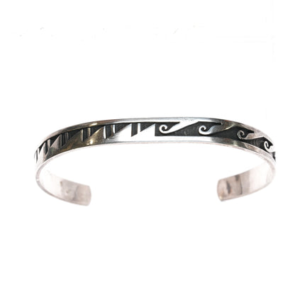 6.75" Steven Sockyma Hopi overlay sterling silver cuff bracelet