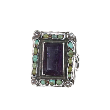 sz6.75 Vintage Matl Sterling Turquoise and Amethyst ring