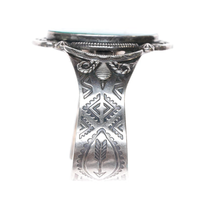 6.75" c1950's Navajo Curio sterling cuff bracelet with nice turquoise