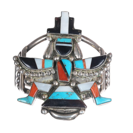 6.25" Gary Vacit Zuni Sterling multi-stone inlay knifewing cuff bracelet