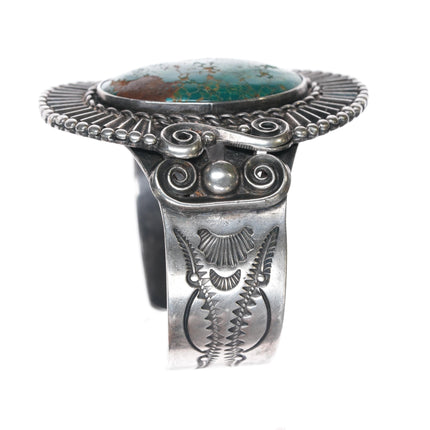 6.75" c1940's large Navajo sterling and turquoise cuff bracelet