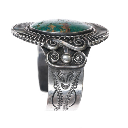 6.75" c1940's large Navajo sterling and turquoise cuff bracelet