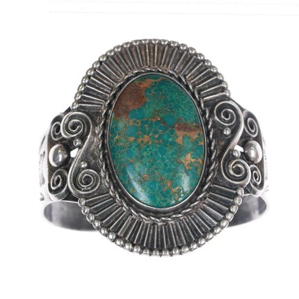 6.75" c1940's large Navajo sterling and turquoise cuff bracelet