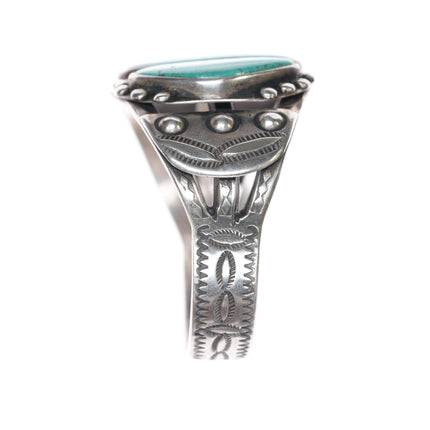 6.5" c1940's Navajo silver cuff bracelet w/three large turquoise