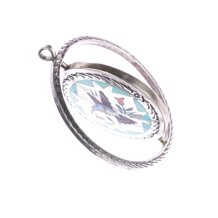 Sammy and Esther Guardian Zuni Spinner pendant Blue jay/Hummingbird sterling