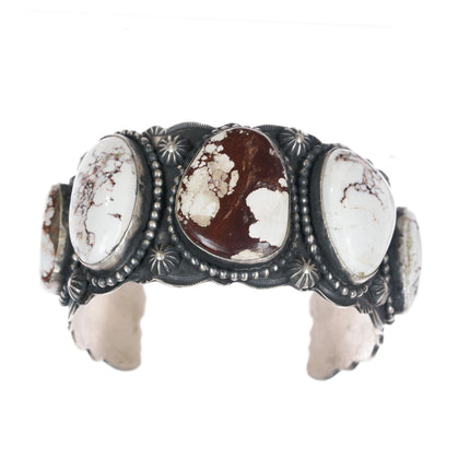 7" Shawn Cayatineto (Navajo) Sterling Wild Horse jasper cuff bracelet