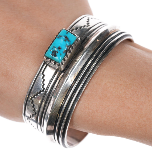 6.5" KL Navajo sterling and turquoise cuff bracelet