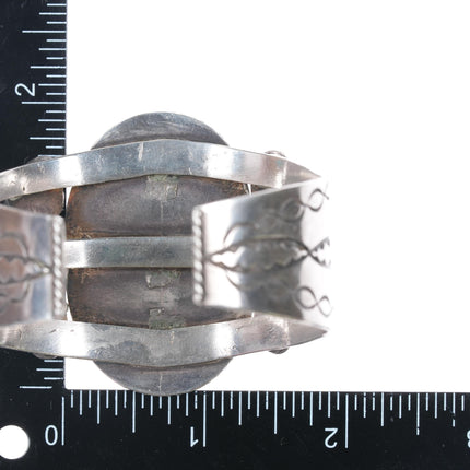 6.5" Large 1940's Navajo Petrified wood sterling cuff bracelet