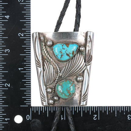 c1970 J Kelly Navajo sterling bolo tie with nice turquoise