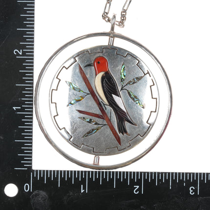 Large Reversible Jake & Irene Livingston Zuni/Navajo Cardinal bird spinner pendant